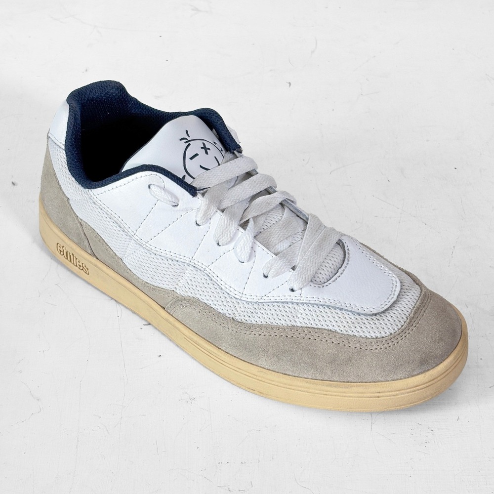 Etnies Snake Skate Shoes White Grey Suede Mesh Low Top Sneakers M 8.5 W 10